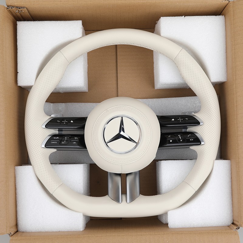 White Leather Steering Wheel for Mercedes W223 C217 W213 W205 AMG